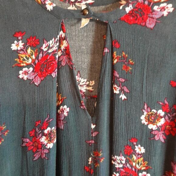 Free People Anthropologie Electric Orchard Tunic Mini Trapeze Swing Teal Dress S - Picture 5 of 15